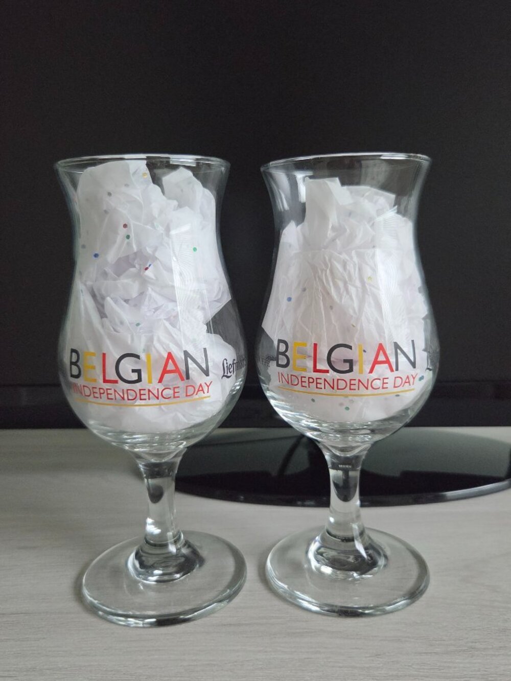 BEER GLASSES, 2 NEW, INTRODUCED IN 2015 (VINTAGE) BY OMMEGANG BREWERY & DUVEL
